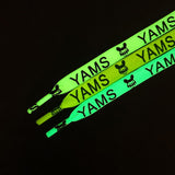 3 Colors Flat Luminous Printed Lettering"YAMS"Trendy Text Symbol Fluorescent Shoelaces Night Glow 1cm Wide Night Party Men&Women