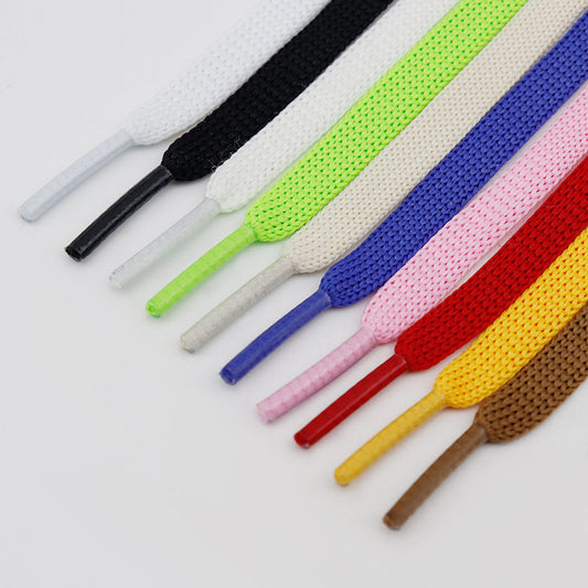 10 Color Solid Polyester Flat Type Knitwear Braided Shoelaces 0.8cm Wide Casual Shoes Flat Shoes Sneakers Women Shoe Decorations