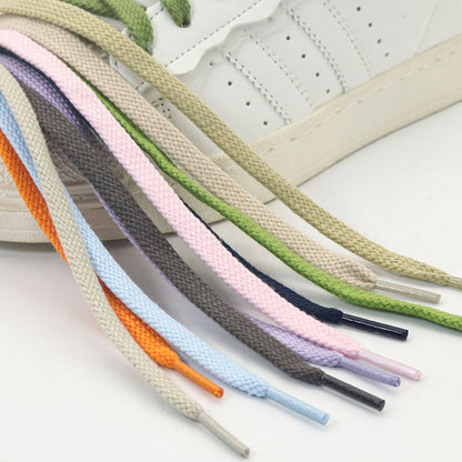 11 Colors Double-woven Solid Color Shoelaces 0.8cm Width Custom Drawstring for Hoodies Custom Multicolor Sneakers Women and Men