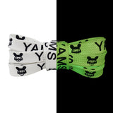 3 Colors Flat Luminous Printed Lettering"YAMS"Trendy Text Symbol Fluorescent Shoelaces Night Glow 1cm Wide Night Party Men&Women