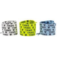 3 Colors Flat Luminous Printed Lettering"YAMS"Trendy Text Symbol Fluorescent Shoelaces Night Glow 1cm Wide Night Party Men&Women