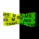 3 Colors Flat Luminous Printed Lettering"YAMS"Trendy Text Symbol Fluorescent Shoelaces Night Glow 1cm Wide Night Party Men&Women