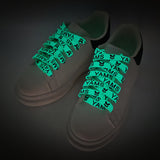 3 Colors Flat Luminous Printed Lettering"YAMS"Trendy Text Symbol Fluorescent Shoelaces Night Glow 1cm Wide Night Party Men&Women