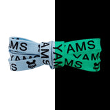 3 Colors Flat Luminous Printed Lettering"YAMS"Trendy Text Symbol Fluorescent Shoelaces Night Glow 1cm Wide Night Party Men&Women