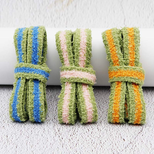 1.55cm Wide Flat Type Two-color Plush Shoelaces 3 Color Casual Shoes Flat Shoes Women Personality DIY Colorful Hoodie Drawstring