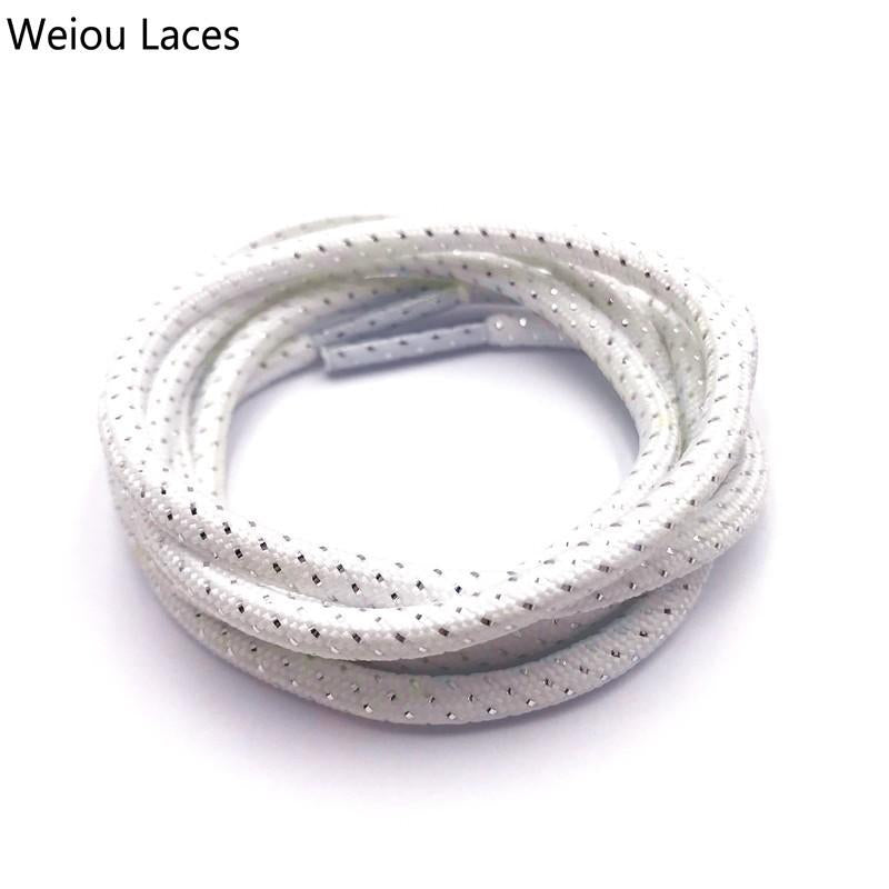 Weiou 4.5mm Cool Glitter Lace Metallic Round Cross Grain Sparkle Bootlaces Shiny White Black