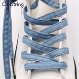 8mm Premium Flat Denim Shoelaces Metal Aglet Classic Laces Customize Your Kicks Blue Black