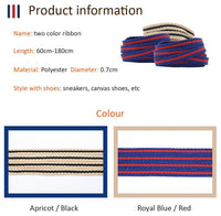 7MM Casual Shoelaces Beige&Black Blue&Red Double Color Combination High Quality Men Women Sneaker