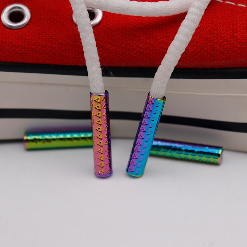 Weiou Manufacturer Custom Logo Round Shoelace Sneaker Cyan Pink Blue Gradient Metal Head Aglets