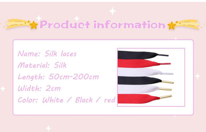 Ribbon Wide Shoelaces Women Canvas Casual Lacet 50-200CM Free Metal Tip Install For Shoe Cords