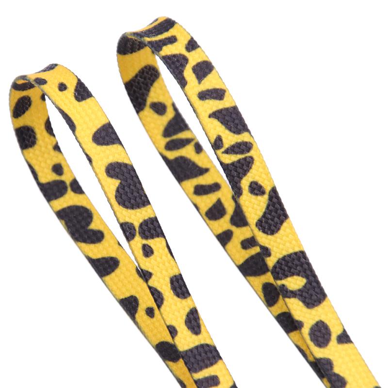 Weiou 7mm Polyester Double Hollow Flat Printed Classic Leopard Laces Sublimated Heat Transfer