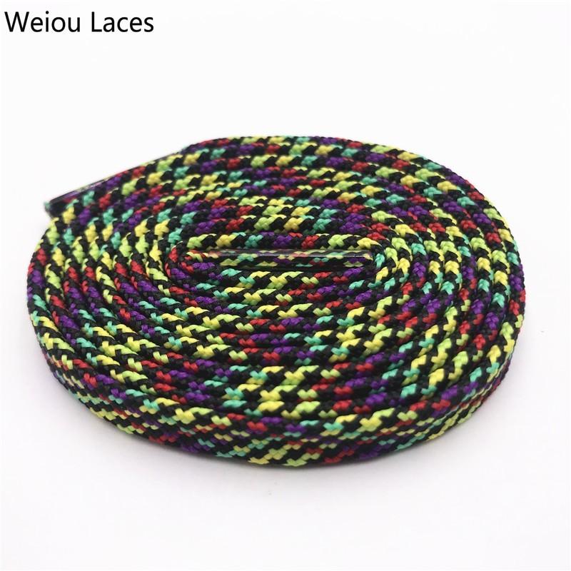 Weiou New 7mm Colorful Polyester Shoelace Flat Personality Customize Shoe Lace Coloured Shoestring