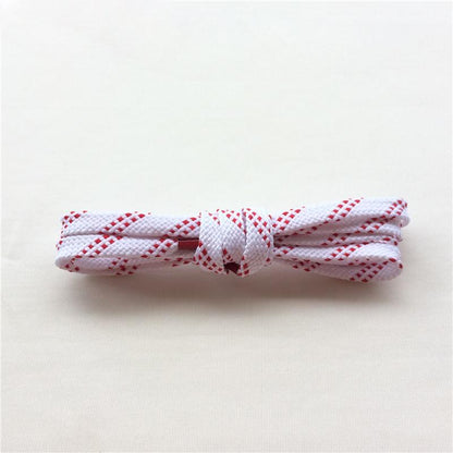 New Running Shoelaces Flat White and Red Striped Polyester Leisure Fabric Shoelace as Birthday Gift