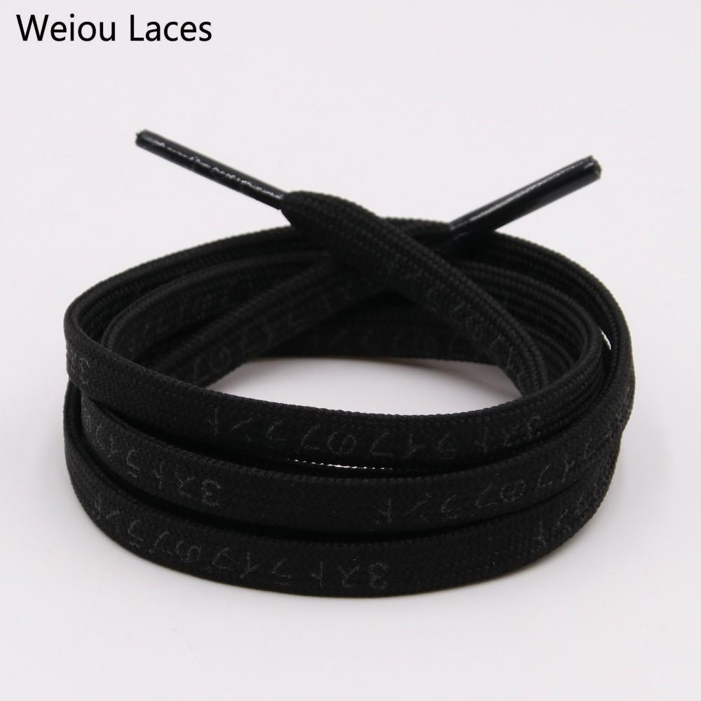 Weiou 7mm Flat Nice Letter Printing 3M Reflective Japanese Katakana Kanji Shoelaces Plastic Tips