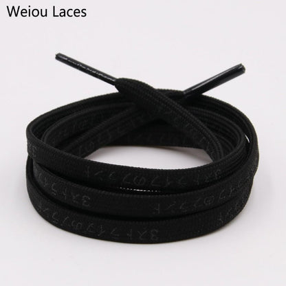 Weiou 7mm Flat Nice Letter Printing 3M Reflective Japanese Katakana Kanji Shoelaces Plastic Tips