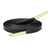 Weiou All Matched Classical Black Shoelaces 0.7 Cm Flat Superior Leather Shoe Laces Children Women