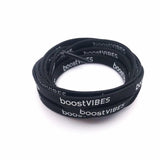 Flat White Black Printed BoostVIBES Shoelaces Two Sided Printing Letter Bootlaces For Sports