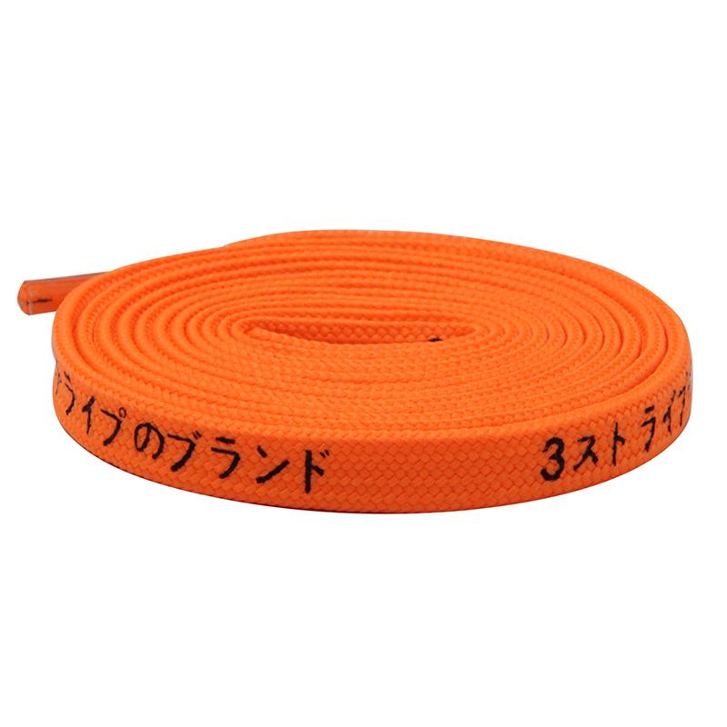 Red Orange Drawcords 7MM Shoelaces Series Japanese Katakana Letter Silk Screen Printing Lacet Luxury