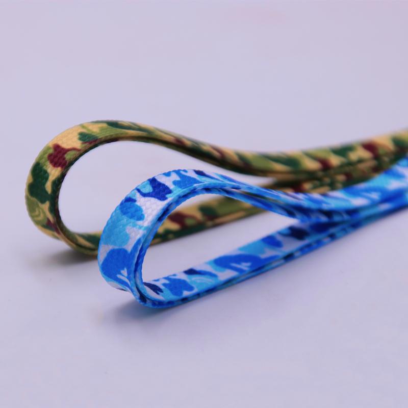 Weiou Lace Flat Heat Transfer Printing Shoelaces 7MM 100% Cotton Camouflage Blue Red Green Hiking