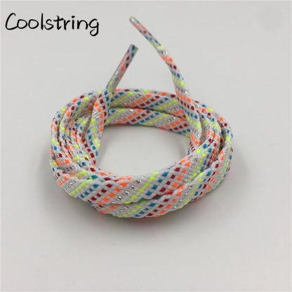 New Arrival 7mm Flat Glitter Metallic Shoe Strings Laces Novelty Unique Dress Shoelaces For Martin