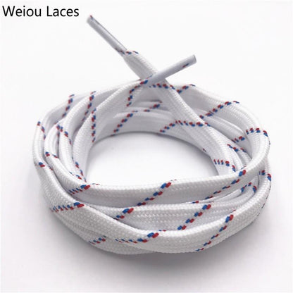 Weiou Classic 7mm Cool White Red Blue Flat Tublar Shoelaces Brand New Athletic Boots Laces For Men