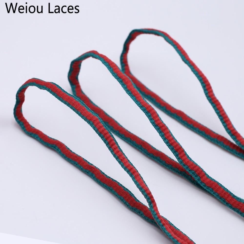 Weiou 6mm Oval Green Red Two Toned Shoelaces Polyester Semicircular Laces Fashion Shoestrings