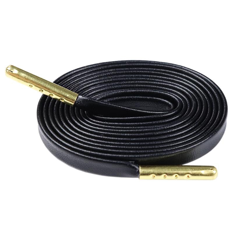 Weiou High-rank PU Leather Laces With Golden Aglets Durable Fashion Office Shoelaces Business Men