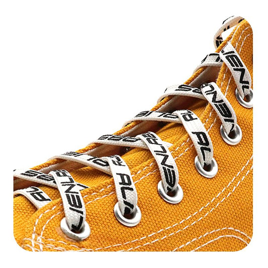 Weiou Print Sports Shoelaces 0.7 Cm Flat White With Black Font Luminous Shoestrings For Boy Men