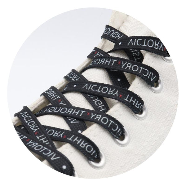 8MM Top Shoelaces "VOCTORY THROUGH CHRIST" Letter Printing Decorative Shoe Accessories Polyester