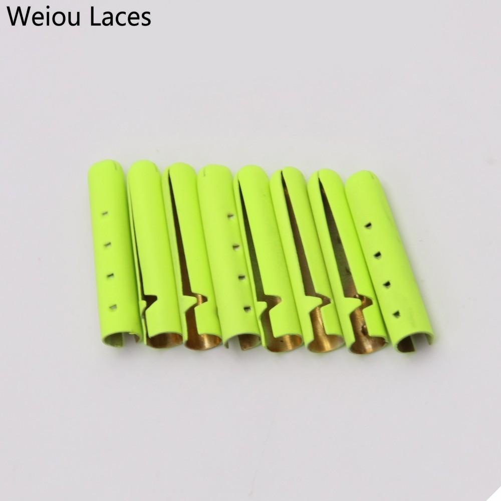 Weiou (100pcs/25sets) 4x23mm Painting Fluorescent Yellow Tips Fashion Matt Metal Aglets For Clothing