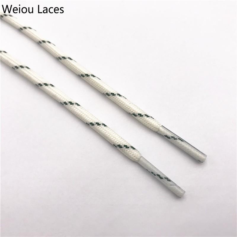 Weiou 4.5mm Round Rope Laces White Grey Cross Grain Two Tone Shoelaces Striped Bootlaces For Hiking