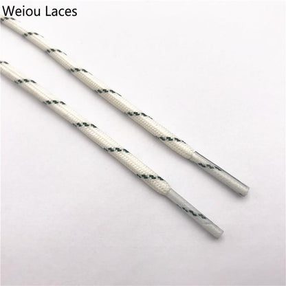 Weiou 4.5mm Round Rope Laces White Grey Cross Grain Two Tone Shoelaces Striped Bootlaces For Hiking