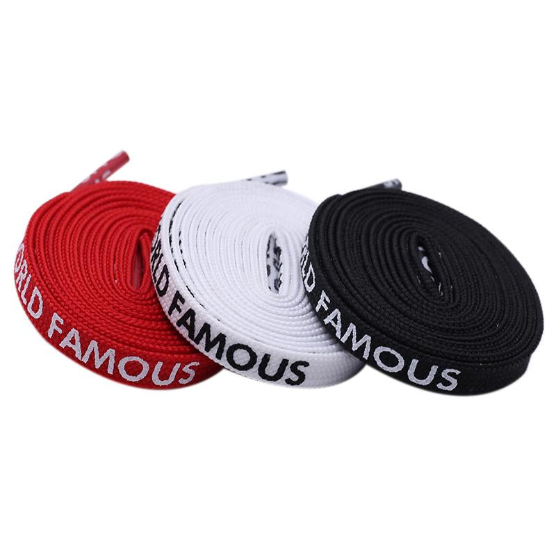 Weiou Fashion 7mm Width Double-sided Silk Screen Printing Universal Shoe Laces Flat Printed WORLD