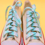 8MM Grey Mint Green Flat Shoelaces High End Heat Transfer Printing Freshness Lacets Cool Feeling For