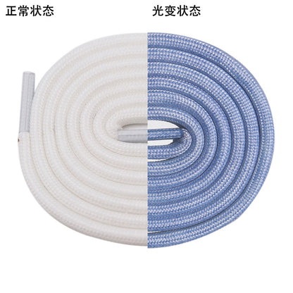 3 Color Solid Color Light Color Change Round Polyester Laces 0.5cm Wide Free Packaging Fashion Casual Sports Laces Men and Women