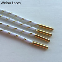 Weiou Sports Boot Laces W/ Metal Aglets Metallic Shiny Gold Shoelaces White Black Round Glitter