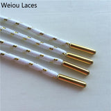 Weiou Sports Boot Laces W/ Metal Aglets Metallic Shiny Gold Shoelaces White Black Round Glitter