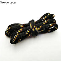 Weiou 6mm Round Rope Laces Black With Colorful Dots Line Yellow Bootlaces Unisex Striped Shoelaces