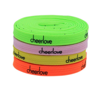 Weiou New All-Matched Shoelaces 7 MM Flat Printed Cheerlove Letters Polyester Shoestrings For Men