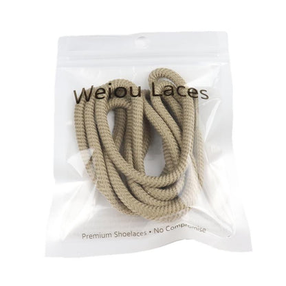 Weiou Classical Solid Shoelaces 0.45cm Round Khaki Color Spiral Polyester Shoe Laces For Adults