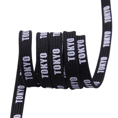 Weiou Couple Parent-child Shoelaces 0.7 Cm Flat Printed Japanese Tokyo Letter Double Layer Shoe