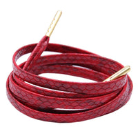 7MM Imitate Snake Skin Drawing Flat Luxurious PU Leather Shoelaces With Golden Metal Tip Nice Boot