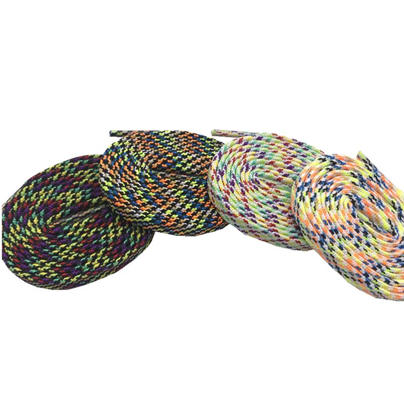 Weiou New 7mm Colorful Polyester Shoelace Flat Personality Customize Shoe Lace Coloured Shoestring