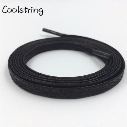 Waxed Cotton Flat Shoe Laces Leather Waterproof Mens Martin Boots Shoelace Casual Dress Coloured