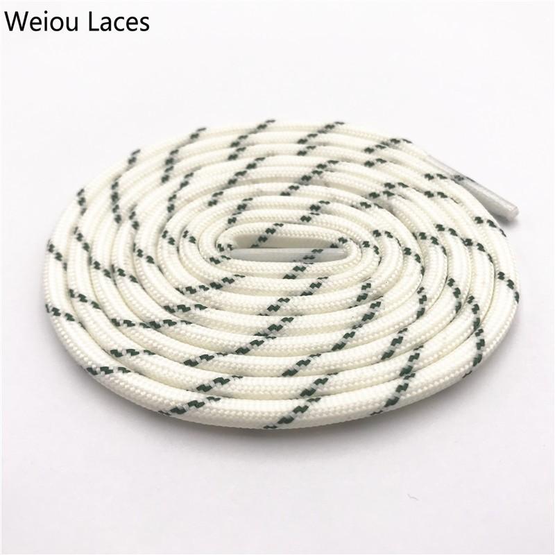 Weiou 4.5mm Round Rope Laces White Grey Cross Grain Two Tone Shoelaces Striped Bootlaces For Hiking