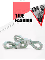 8MM Grey Mint Green Flat Shoelaces High End Heat Transfer Printing Freshness Lacets Cool Feeling For