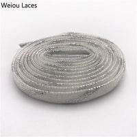 Weiou 2 Colors Mixed Shinning Colorful Glitter Shoelaces Strings Knitted Running Shoestring Flat