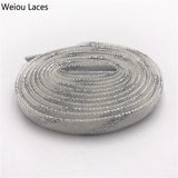 Weiou 2 Colors Mixed Shinning Colorful Glitter Shoelaces Strings Knitted Running Shoestring Flat