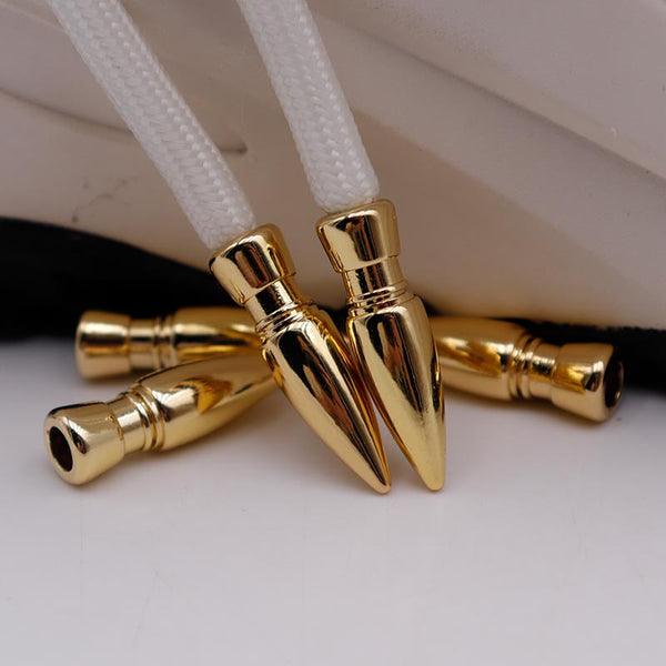 Weiou Manufacturer Metal Shoe Accessories Draw Cord Tips Golden Bullet Alloy-Metal Head Shoe Decoration