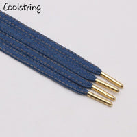 8mm Premium Flat Denim Shoelaces Metal Aglet Classic Laces Customize Your Kicks Blue Black